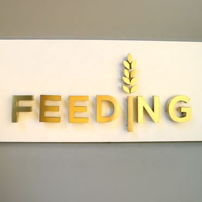 Goldbürsten-Edelstahl-hintergrundbeleuchtete Buchstabe-Zeichen