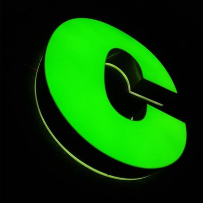 Soem-ODM-Edelstahl Logo Signs silberne grüne 8cm bringen im Freien zurück