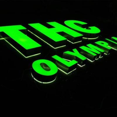 Soem-ODM-Edelstahl Logo Signs silberne grüne 8cm bringen im Freien zurück