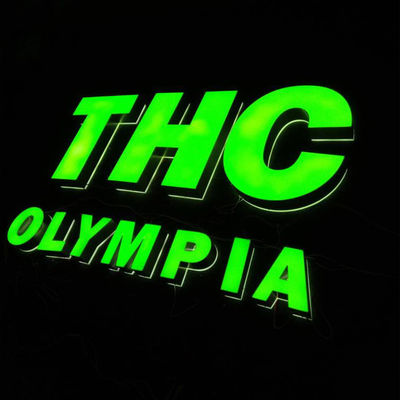 Soem-ODM-Edelstahl Logo Signs silberne grüne 8cm bringen im Freien zurück