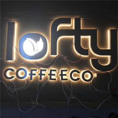 Harz-fertigten hintergrundbeleuchtete Kanal-acrylsauerbuchstaben gebürstetes chromiertes 12VDC besonders an