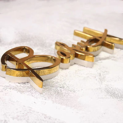 Goldspiegel-Geschäft Logo Signage Stainless Steel Lighted speichern vordere Zeichen