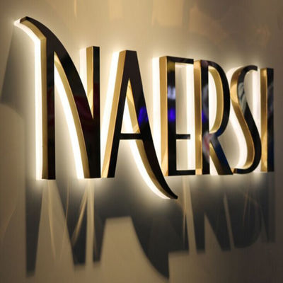 Goldspiegel-Geschäft Logo Signage Stainless Steel Lighted speichern vordere Zeichen