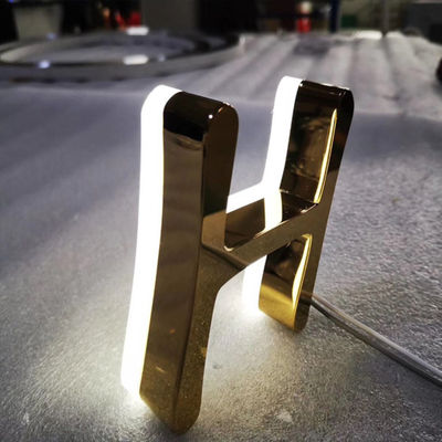 Goldspiegel-Geschäft Logo Signage Stainless Steel Lighted speichern vordere Zeichen