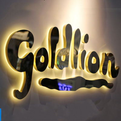 Goldspiegel-Geschäft Logo Signage Stainless Steel Lighted speichern vordere Zeichen